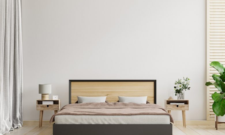 wooden bed with storage